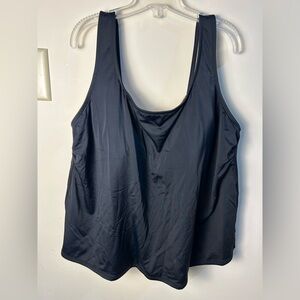 LL Bean Tankini Swim Top 18W Black Scoopneck Padded Lined Classic Minimalist